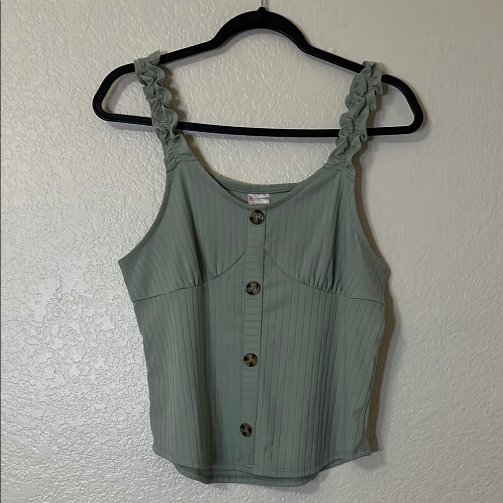 Sage Green Button-Down Women's Top